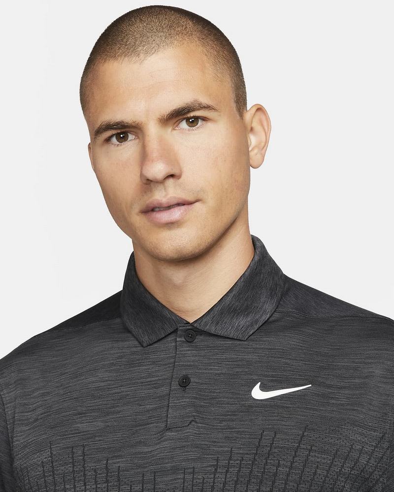 Black Grey White Nike Dri-FIT ADV Vapor Polo Shirts | HMCFQ0413