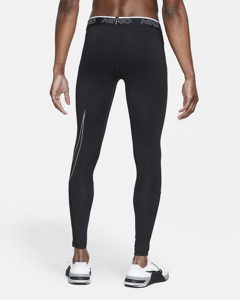 Black White Nike Pro Dri-FIT Running Tights | TULXO6472