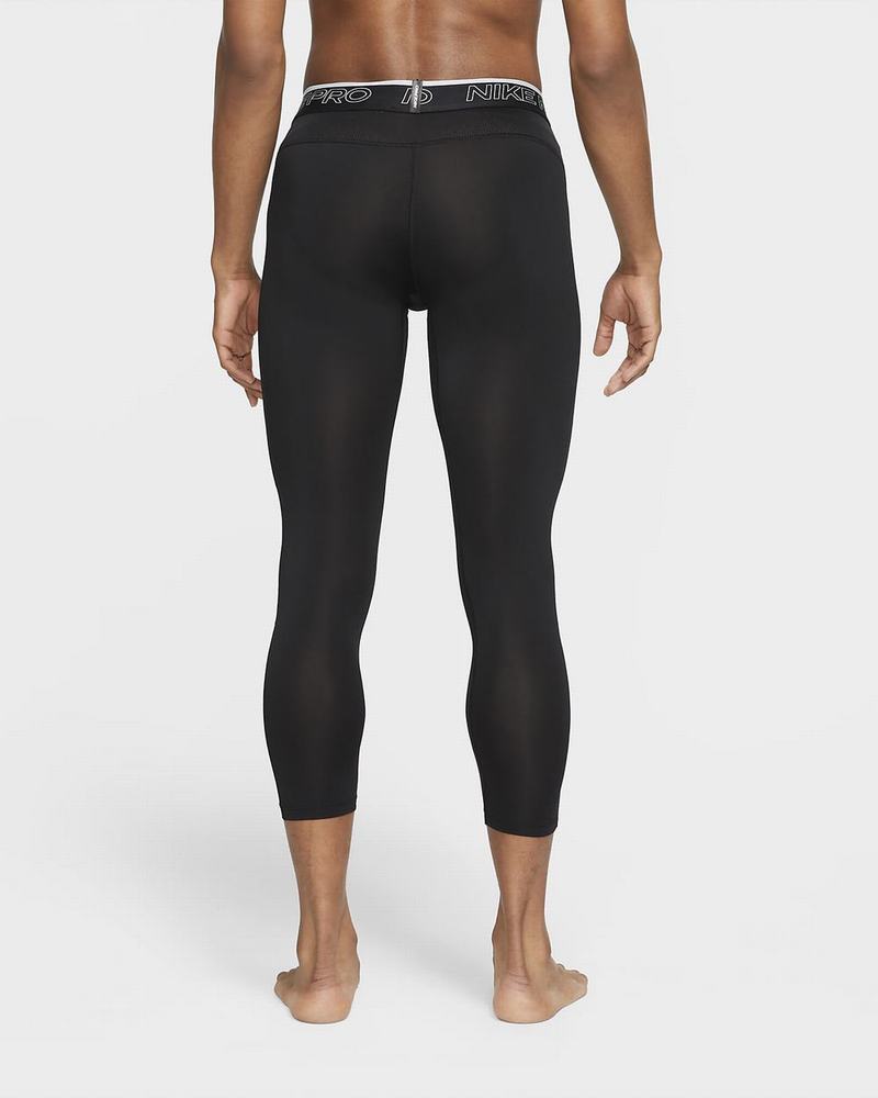 Black White Nike Pro Dri-FIT Running Tights | XGPWJ7582