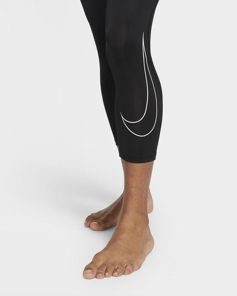 Black White Nike Pro Dri-FIT Running Tights | XGPWJ7582