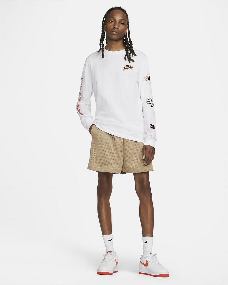 Khaki White Nike Authentics Shorts | PCAWO9562