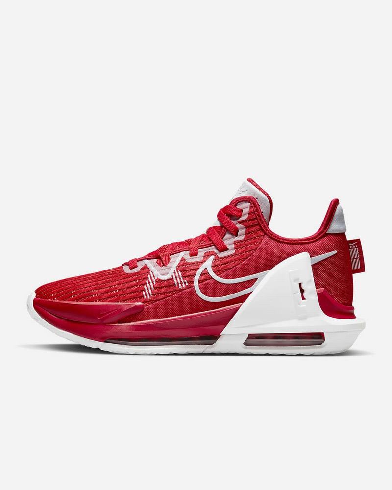 Red White Nike LeBron Witness 6 (Team) Basketball Shoes | SDMYW7089
