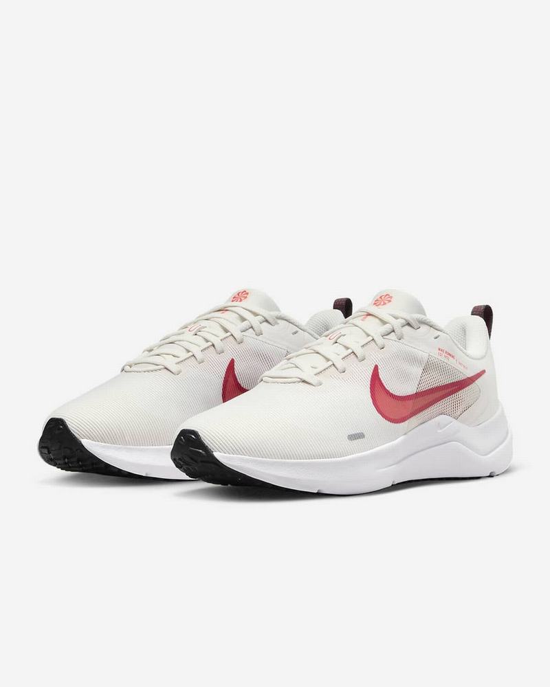 White Light Red Nike Downshifter 12 Running Shoes | DXLZY3412