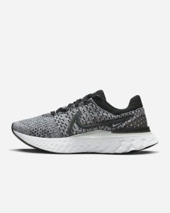 Black Grey White Dark Grey Nike React Infinity Run Flyknit 3 Running Shoes | FQMPZ6439