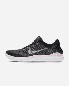 Black Pink White Nike Free RN Flyknit 2018 Running Shoes | MSPVX4680