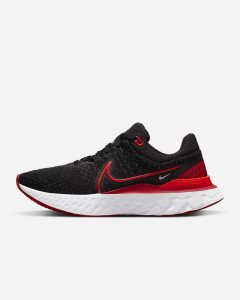 Black Red White Light Red Nike React Infinity Run Flyknit 3 Running Shoes | LVHTY6874