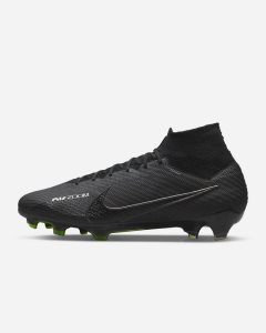 Black White Dark Grey Nike Zoom Mercurial Superfly 9 Elite FG Soccer Cleats | TFCMV5768
