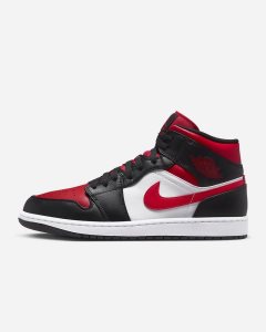 Black White Red Nike Air Jordan 1 Mid Baseball Shoes | IVMJZ3567