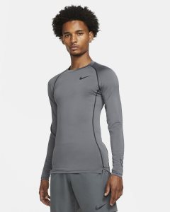 Grey Black Nike Pro Dri-FIT Long Sleeve | QTSBK8671