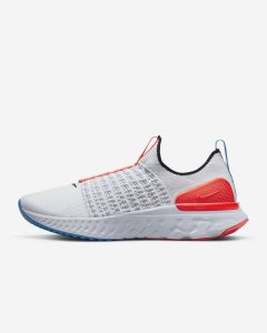 Grey Light Blue Light Red Black Nike React Phantom Run Flyknit 2 Running Shoes | YOIPD4310