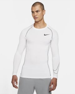 White Black Nike Pro Dri-FIT Long Sleeve | JSYNE9687